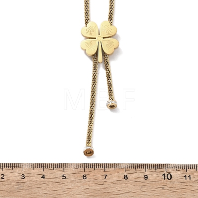 304 Stainless Steel Crystal Rhinestone Clover Lariat Necklaces NJEW-V001-11G-1
