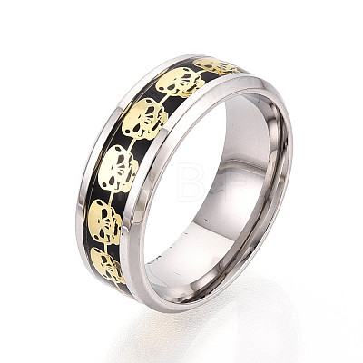 201 Stainless Steel Wide Band Finger Rings RJEW-T005-10-21C-1