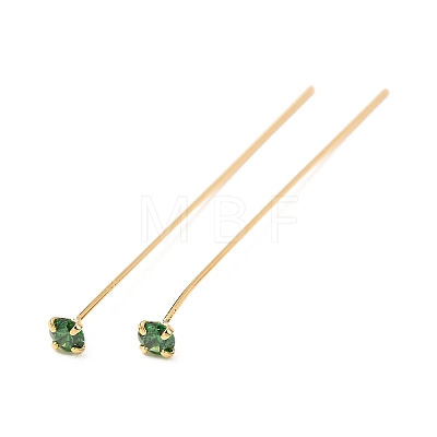 Brass Micro Pave Cubic Zirconia Stud Earring Findings CU-CBA4618-01G-05-1