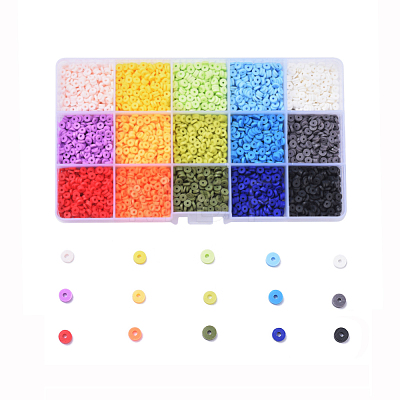 15 Colors Eco-Friendly Handmade Polymer Clay Beads CLAY-X0011-02-1