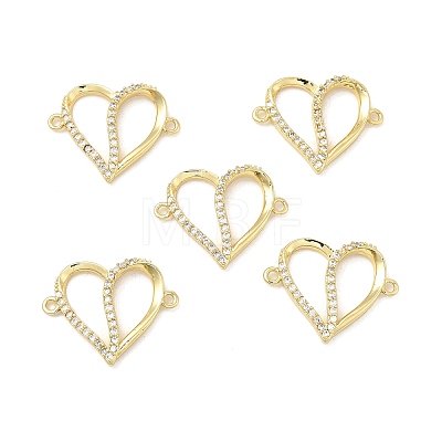 Brass Micro Pave Clear Cubic Zirconia Connector Charms KK-E068-VB049-1