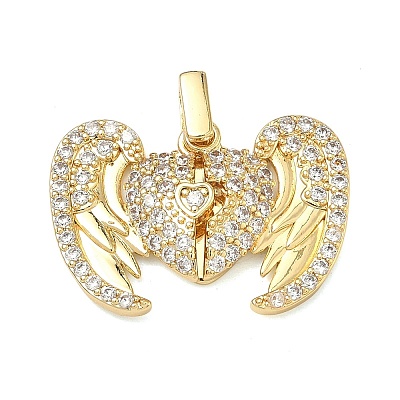 Brass Micro Pave Clear Cubic Zirconia Locket Pendants KK-A293-26A-G-1