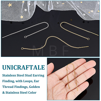 Unicraftale 12 Pairs 2 Colors 304 Stainless Steel Stud Earring Finding STAS-UN0049-43-1