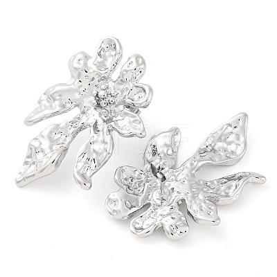 304 Stainless Steel Flower Stud Earrings for Women EJEW-U023-08P-1