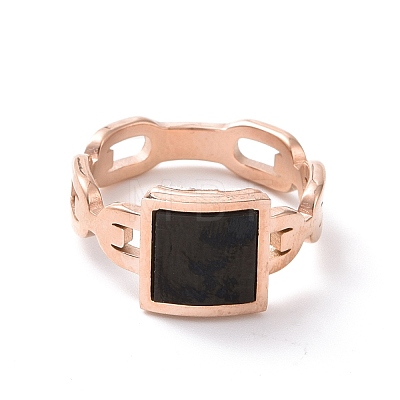 Black Acrylic Square Finger Ring RJEW-D120-08RG-1