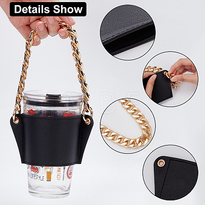PU Leather Heat Resistant Reusable Cup Sleeve AJEW-WH0326-39B-1