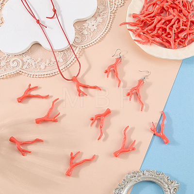 70Pcs Opaque Acrylic Imitation Coral Beads SACR-SC0001-64-1