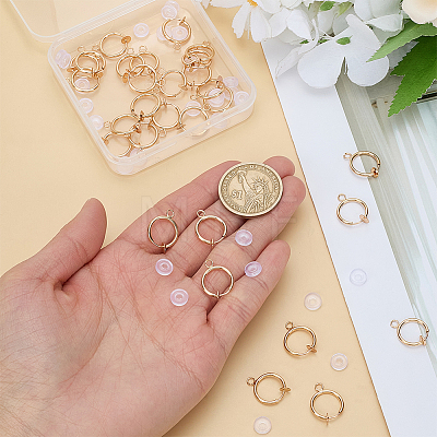 28Pcs Brass Clip-on Hoop Earring Findings KK-ME0001-30G-1