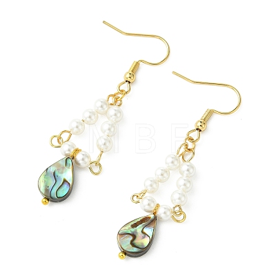 Paua Shell Dangle Earrings EJEW-JE07179-1