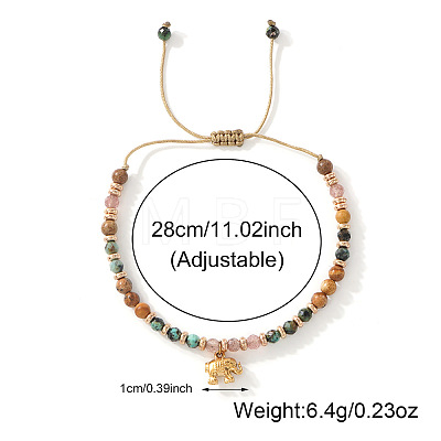 Adjustable Natural Picture Jasper & African Turquoise(Jasper) & Strawberry Quartz Beads Braided Bead Bracelets SX3776-1