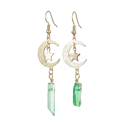 Moon & Star Brass Dangle Earrings EJEW-JE05460-1
