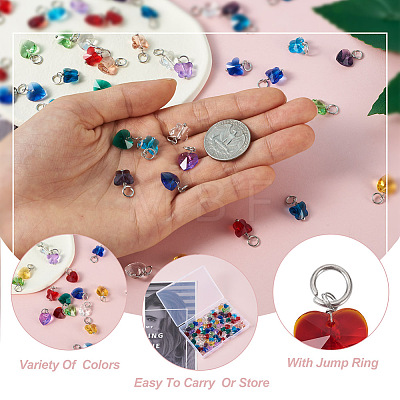 96Pcs 24 Style Faceted Transparent Glass Charms GLAA-SW0001-04-1