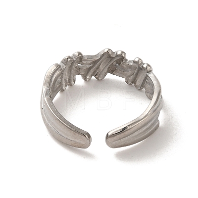 Non-Tarnish 304 Stainless Steel Open Cuff Ring RJEW-C068-03C-P-1