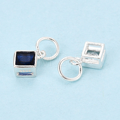 925 Sterling Silver Pave Cubic Zirconia Square Charms STER-T009-16S-1