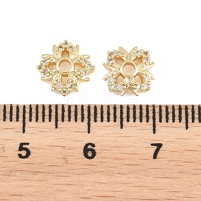 Brass Clear Cubic Zirconia Beads KK-B186-05G-1