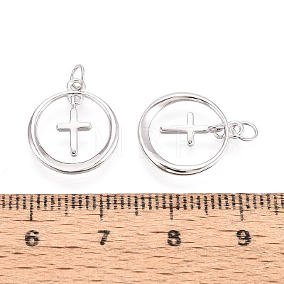 925 Sterling Silver Ring with Cross Pendants STER-N016-103P-1