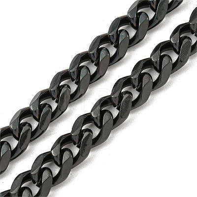 201 Stainless Steel Curb Chain Necklaces NJEW-Q336-11A-EB-1