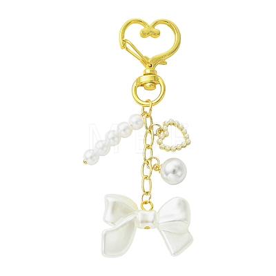 Brass & ABS Plastic Imitation Pearl Pendant Decorations HJEW-YW00398-1