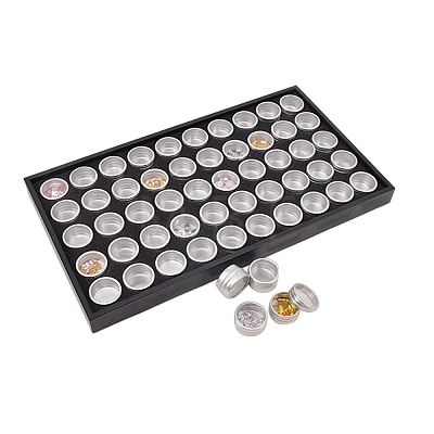 Clear Window Aluminum Flat Round Grids with Black Tray Bead Storage Containers PW-WGB9822-03-1
