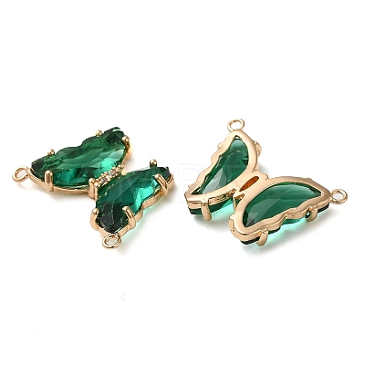 Brass Pave Faceted Glass Connector Charms FIND-Z020-03T-1