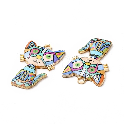 Alloy Enamel Pendants ENAM-M046-10G-G-1