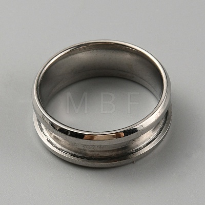 304 Stainless Steel Grooved Finger Ring Settings RJEW-WH0010-08C-P-1