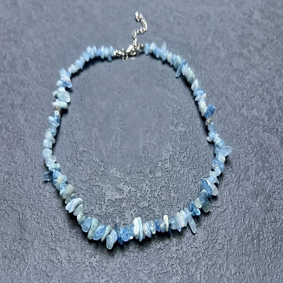 Natural Aquamarine Chip Beaded Necklaces for Women IW6789-29-1