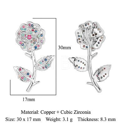 3Pcs Brass Micro Pave Cubic Zirconia Pendants ZIRC-OY001-55P-1