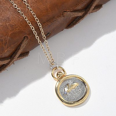 Brass Twelve Constellations Tarot Pendant Necklaces NJEW-Q006-01A-G-1