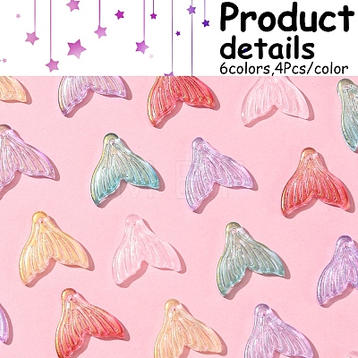 24Pcs 6 Colors Transparent Spray Painted Glass Pendants GLAA-FS0001-90-1