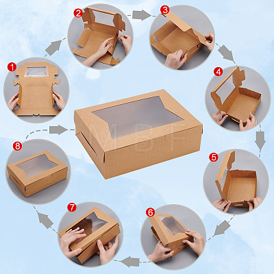 Rectangle Kraft Paper Storage Gift Boxes with Clear Visible Window CON-WH0095-89-1