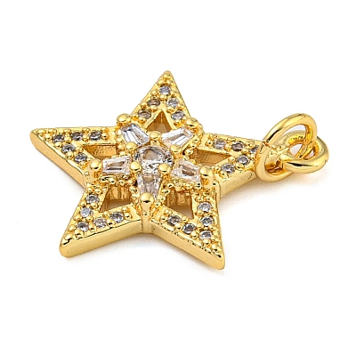 Rack Plating Brass Micro Pave Cubic Zirconia Pendants KK-Z063-25G-1