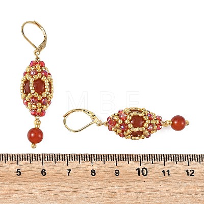 Natural Carnelian Leveback Earrings for Women EJEW-MZ00785-01-1