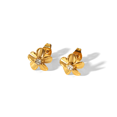 Elegant Stainless Steel Flower Stud Earrings BN1481-1