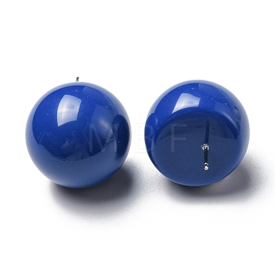 Resin Half Round Stud Earrings with 304 Stainless Steel Pins EJEW-D056-03P-1