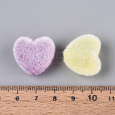 Flocking Opaque Acrylic Heart Beads OACR-T030-09M-1