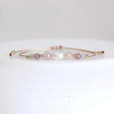 Natural Gemstone & Imitation Pearl Beaded Bracelet UH6167-1
