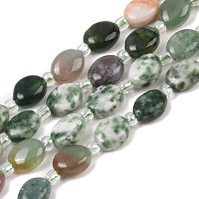 Natural Quartz Crystal & Crazy Agate & Green Spot Jasper & Unakite & Green Strawberry Quartz & Indian Agate Beads Strands G-Z135-A14-1