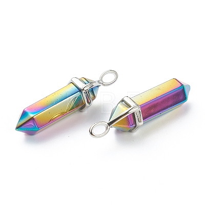 Electroplate Non-Magnetic Synthetic Hematite Pointed Pendants X-G-M378-01P-B01-1