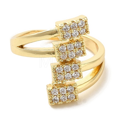 Brass Micro Pave Cubic Zirconia Rings for Women RJEW-E295-28G-1