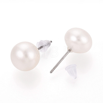 Natural Pearl Stud Earrings PEAR-N020-09C-01-1