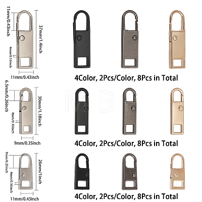 24Pcs 12 Style Zinc Alloy Zipper Puller FIND-CA0007-88-1
