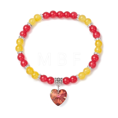 Baking Paint Imitation Jade Glass Round Beaded Charm Bracelets BJEW-JB11737-06-1