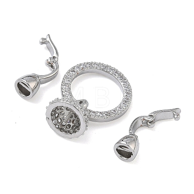 Ring Brass Micro Pave Clear Cubic Zirconia Fold Over Clasps KK-Z143-15P-1