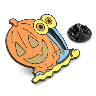 Halloween Terrible Pumpkin Snail Alloy Enamel Pin Broochs AJEW-Z023-08EB-1