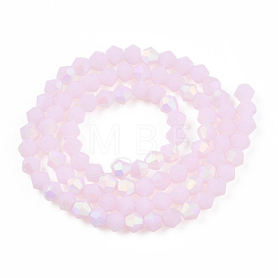 Imitation Jade Bicone Frosted Glass Bead Strands EGLA-A039-J4mm-MB02-1