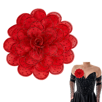 Polyester Flower Brooches JEWB-WH0020-130B-1