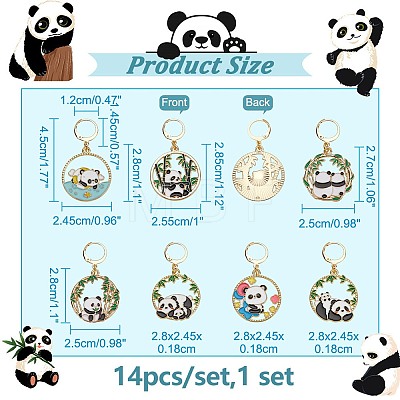 Alloy Enamel Panda Pendant Stitch Markers HJEW-AB00267-1
