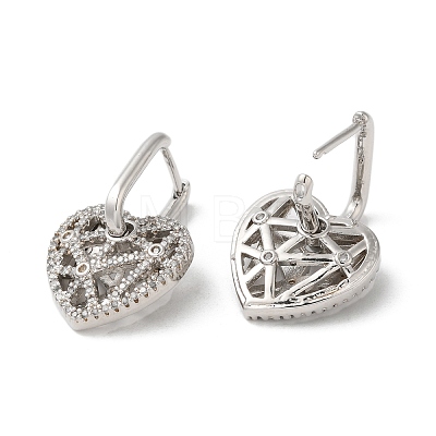Hollow Heart Rack Plating Brass Micro Pave Cubic Zirconia Dangle Hoop Earrings EJEW-A027-06P-1