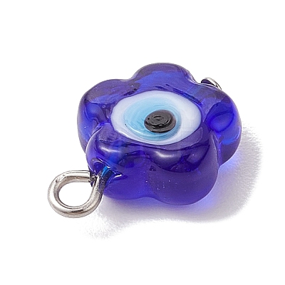 Handmade Evil Eye Lampwork Pendants PALLOY-JF02844-1